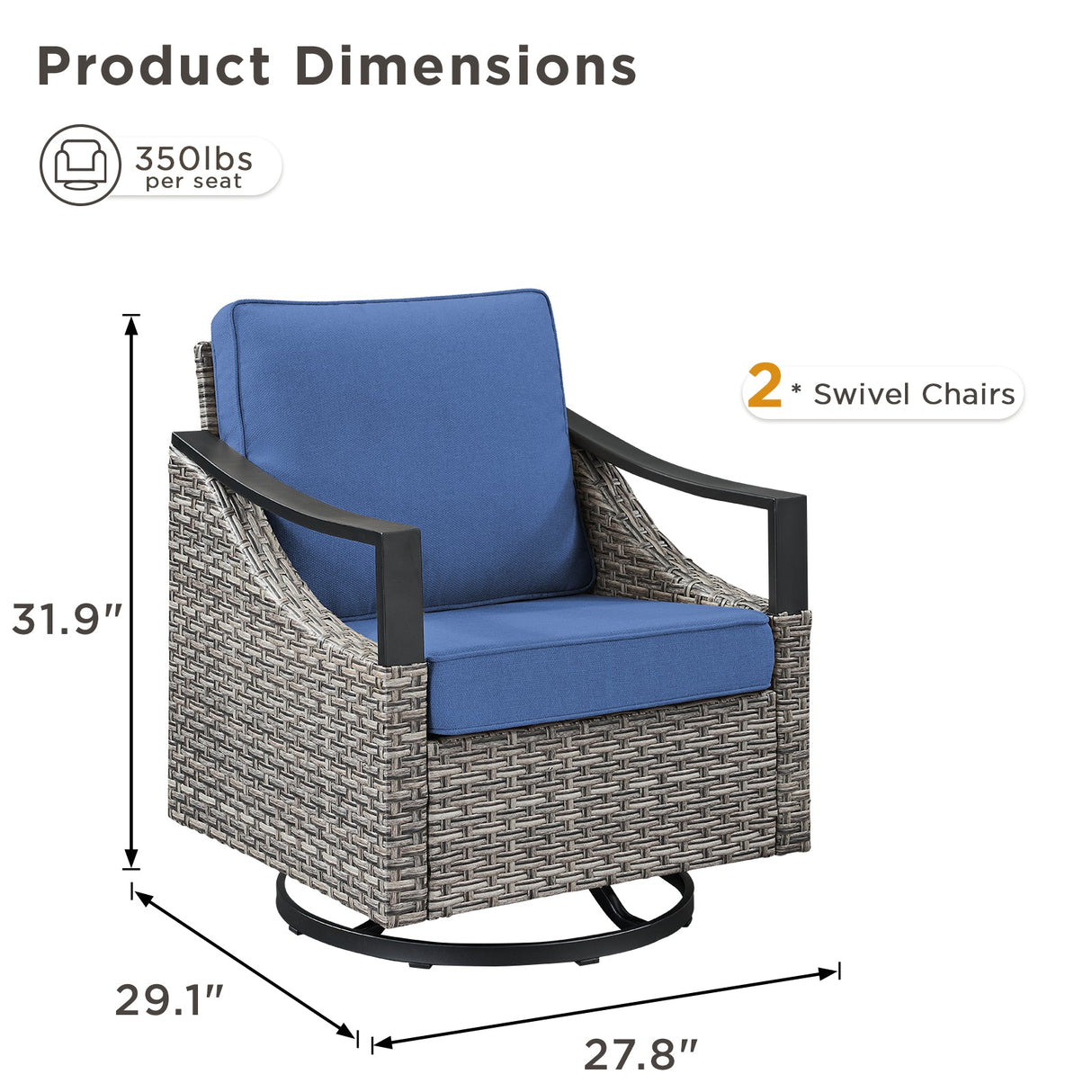 Outdoor Swivel Rocking Glider Chairs Set of 2