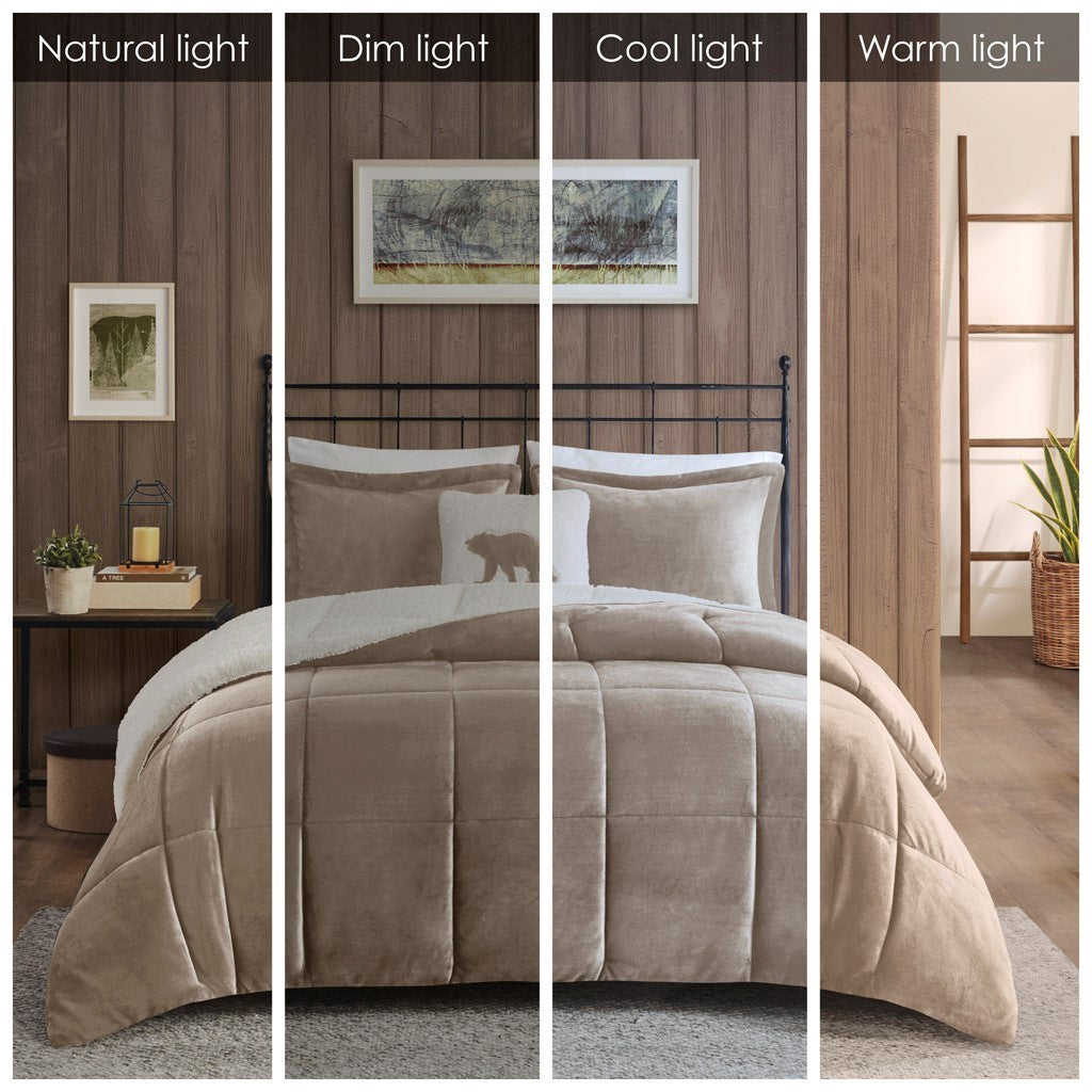 Full/Queen Plush to Sherpa Down Alternative Comforter Set