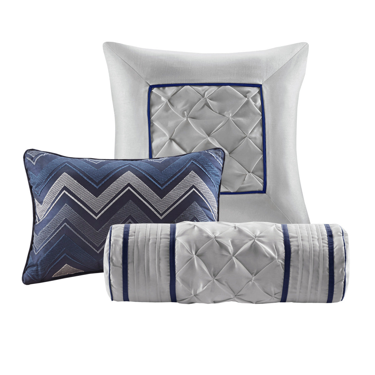 7 Piece Tufted Comforter Set Navy King