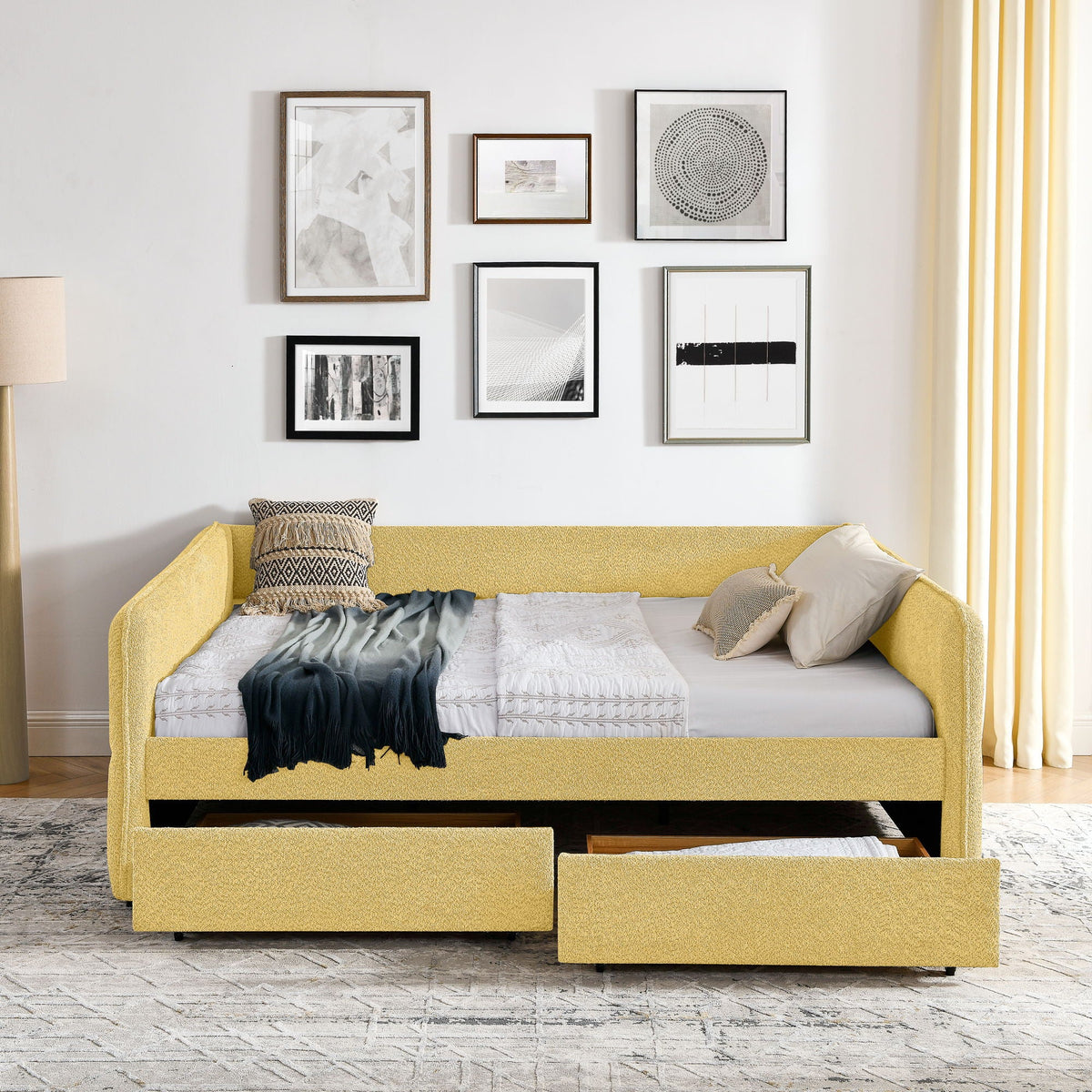 Upholstered Daybed & 2 Drawers