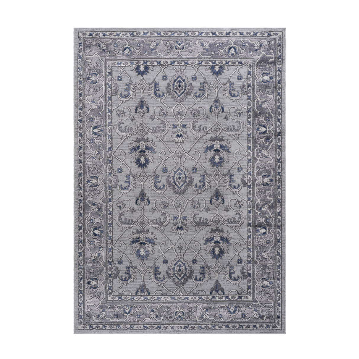 6X9 Grey/Blue/Oriental Non-Shedding Living Room and Stain Resistant Area Rug