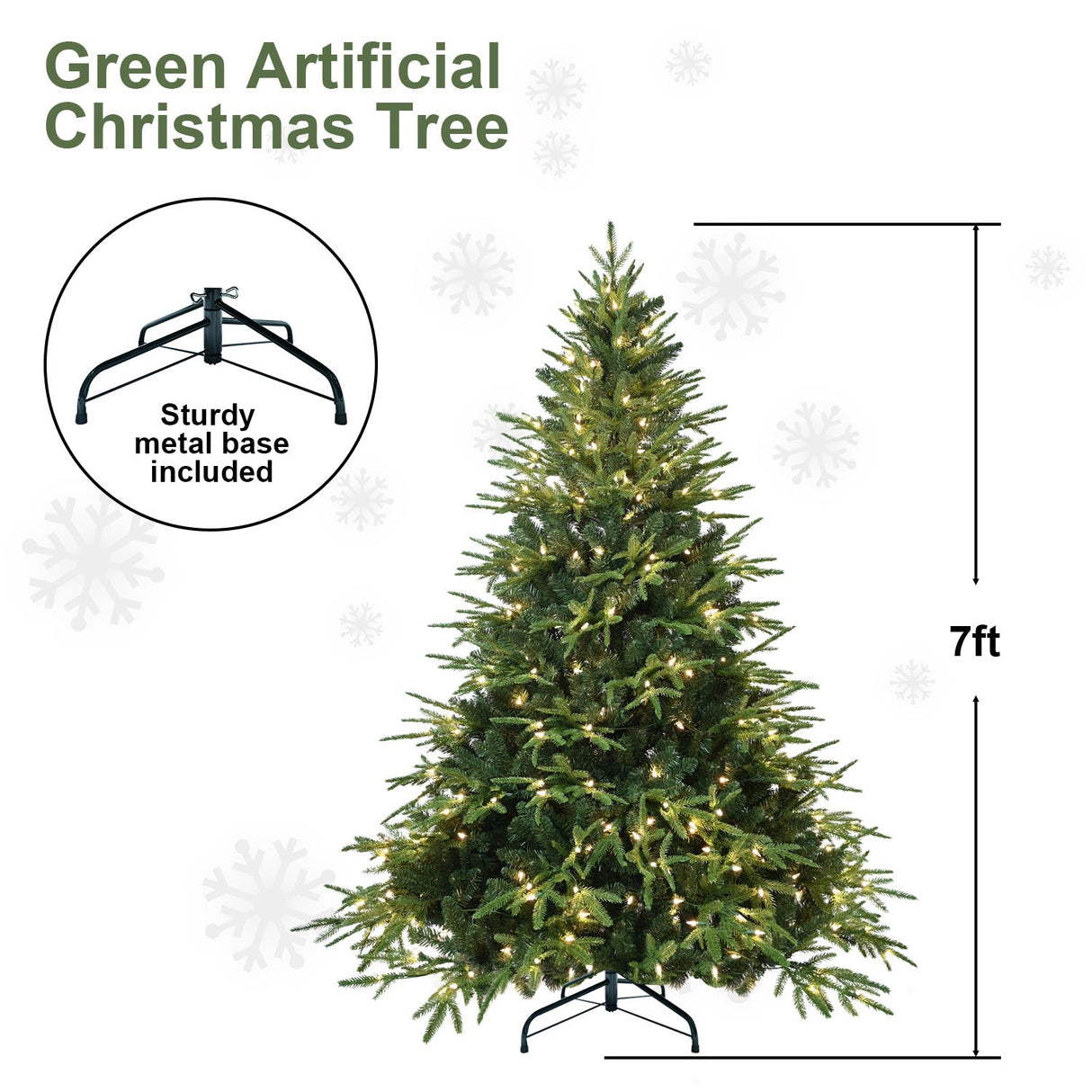 6.5ft Pre-Lit Artificial Christmas Tree with 450 Warm White Incandescent Lights
