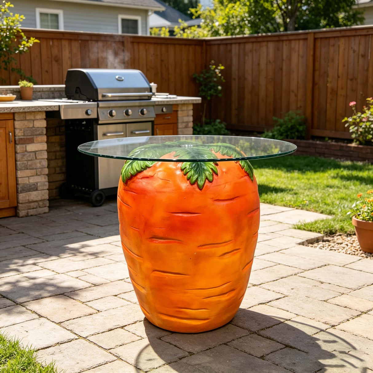 Carrot Shaped Side Table with Glass Top