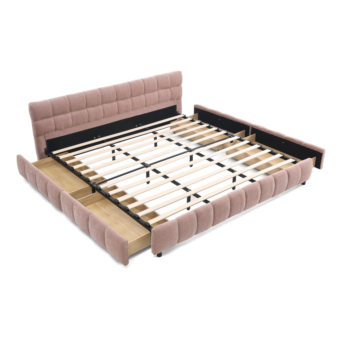 Modern Platform Bed Frame With Thick Fabric