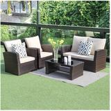 4-Pieces-Outdoor-Patio-Furniture-Set--PE-Rattan-Wicker-with-Brown-Outdoor-Furniture-Sets