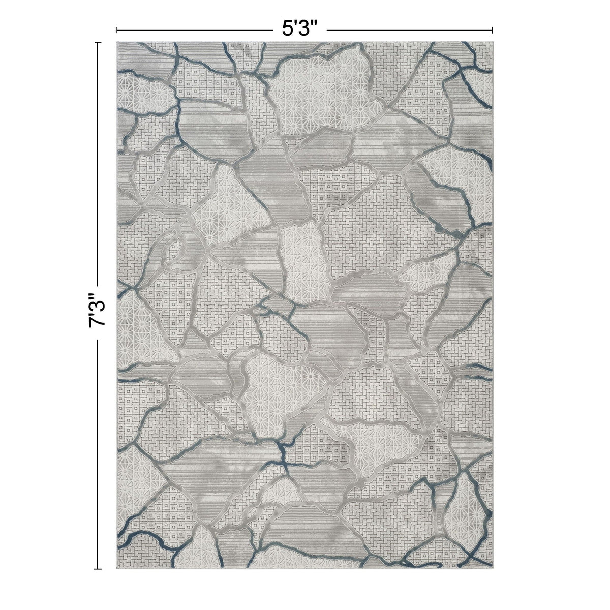 Geometric 3D Effect Area Rug with Durable Polyester - Gray/Ivory