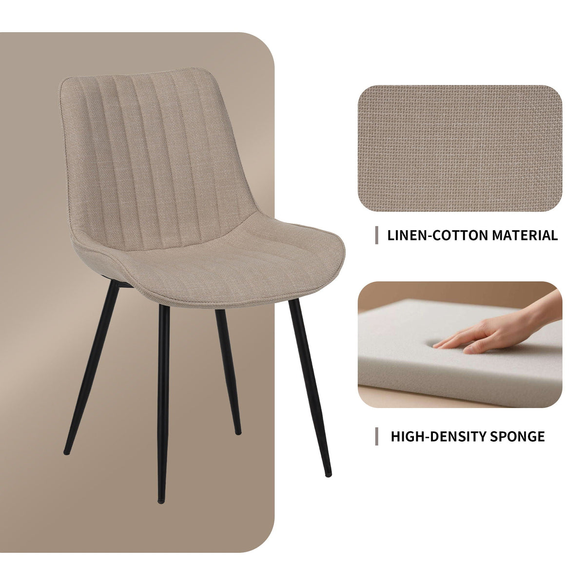 Dining Chair Set With Padded Backrests (Set of 4) - Beige