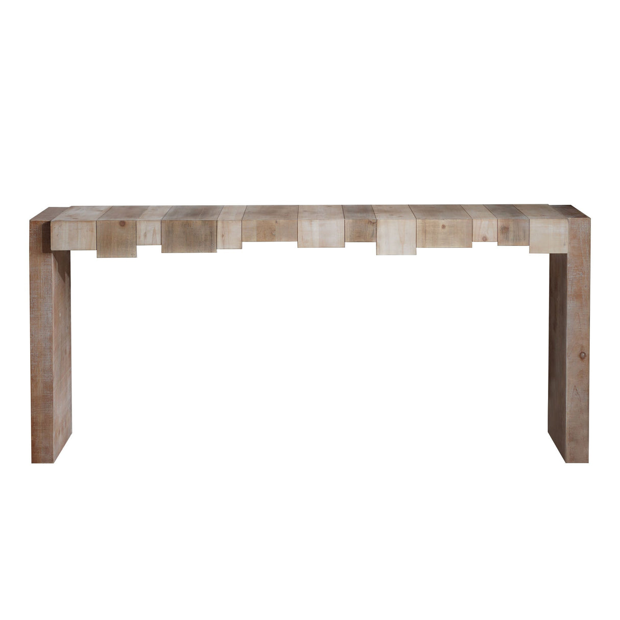 Modern Rustic Console Table - 71' Entryway Table with Sculpted Block Design - Narrow Sofa Table for Hallway, Living Room, or Foyer