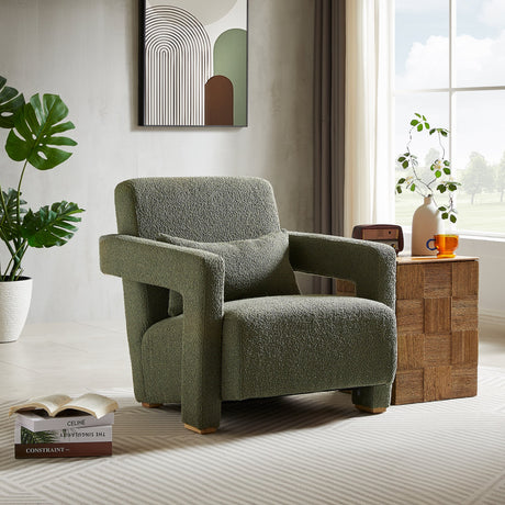 Upholstered Accent Chair with Wood Legs and Open Arms