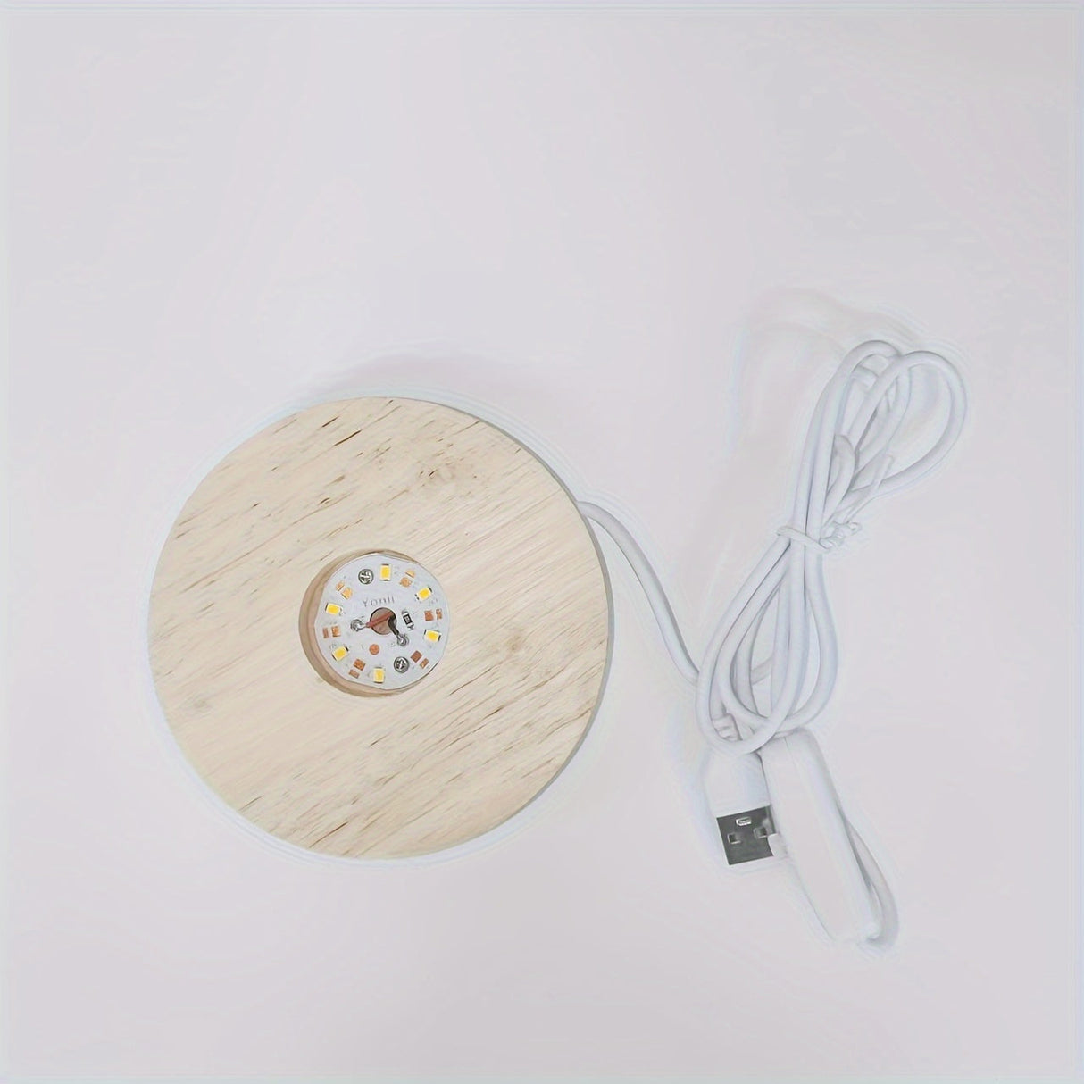 Wooden LED Light Base USB Powered | 6-LED Display Stand for Acrylic, Crystal