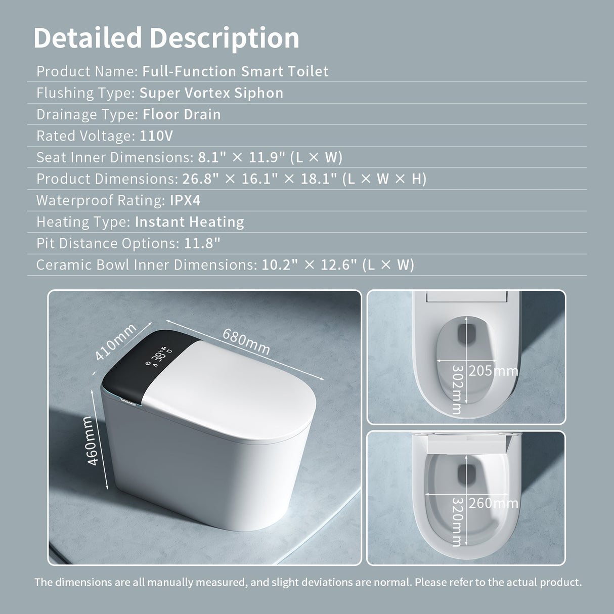 E40 Smart Toilet with Built-In Bidet and Advanced Features