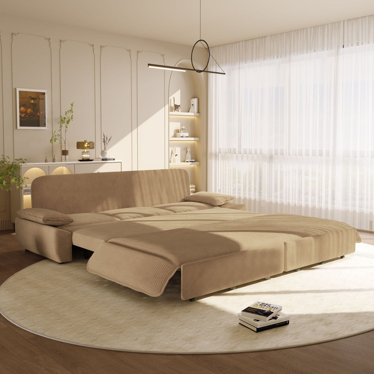 King Size Pull Out Sofa Bed, 3 In 1 Convertible Multifunctional
