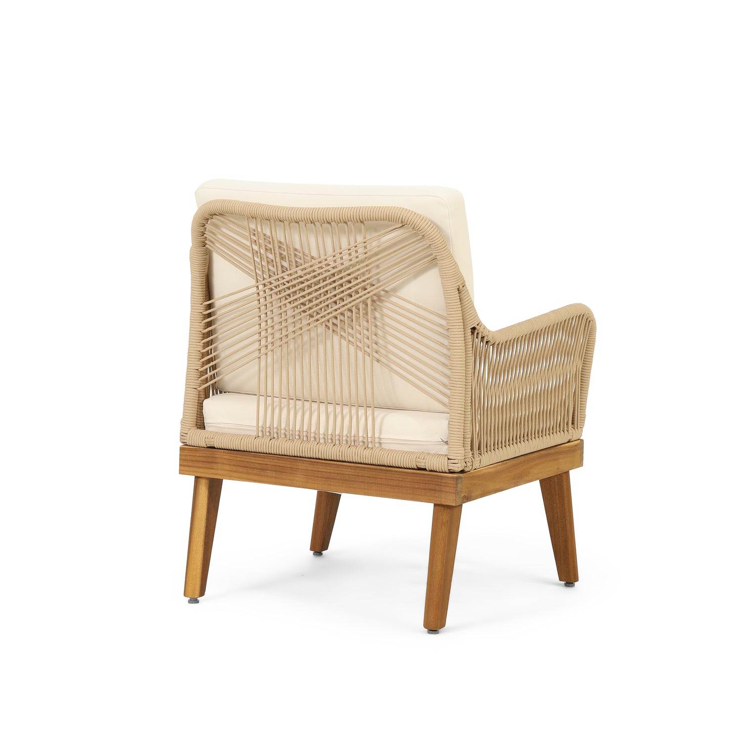 Anisa Acacia Wood & Woven Rope Outdoor Chat Set