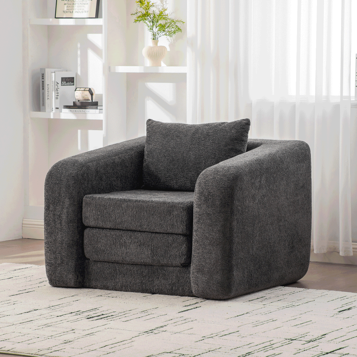40" Foldable Single Sofa Bed with Armrest & Backrest