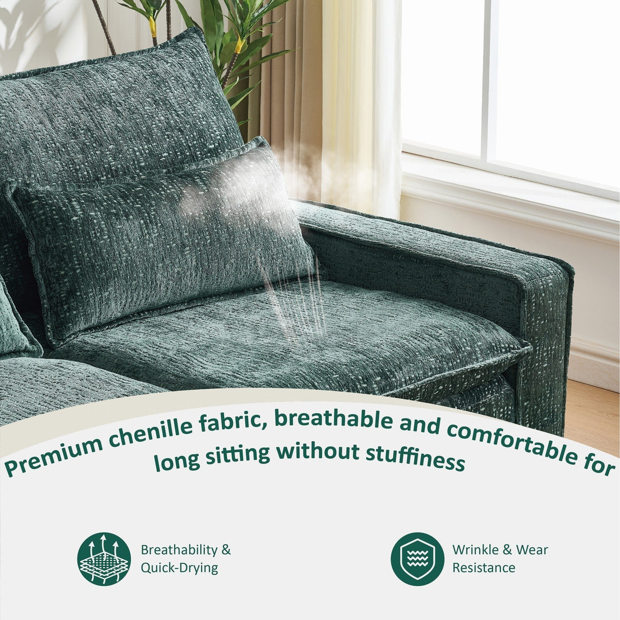 Modern Comfy Chenille L Shaped Sectional Sofa with Movable Ottoman