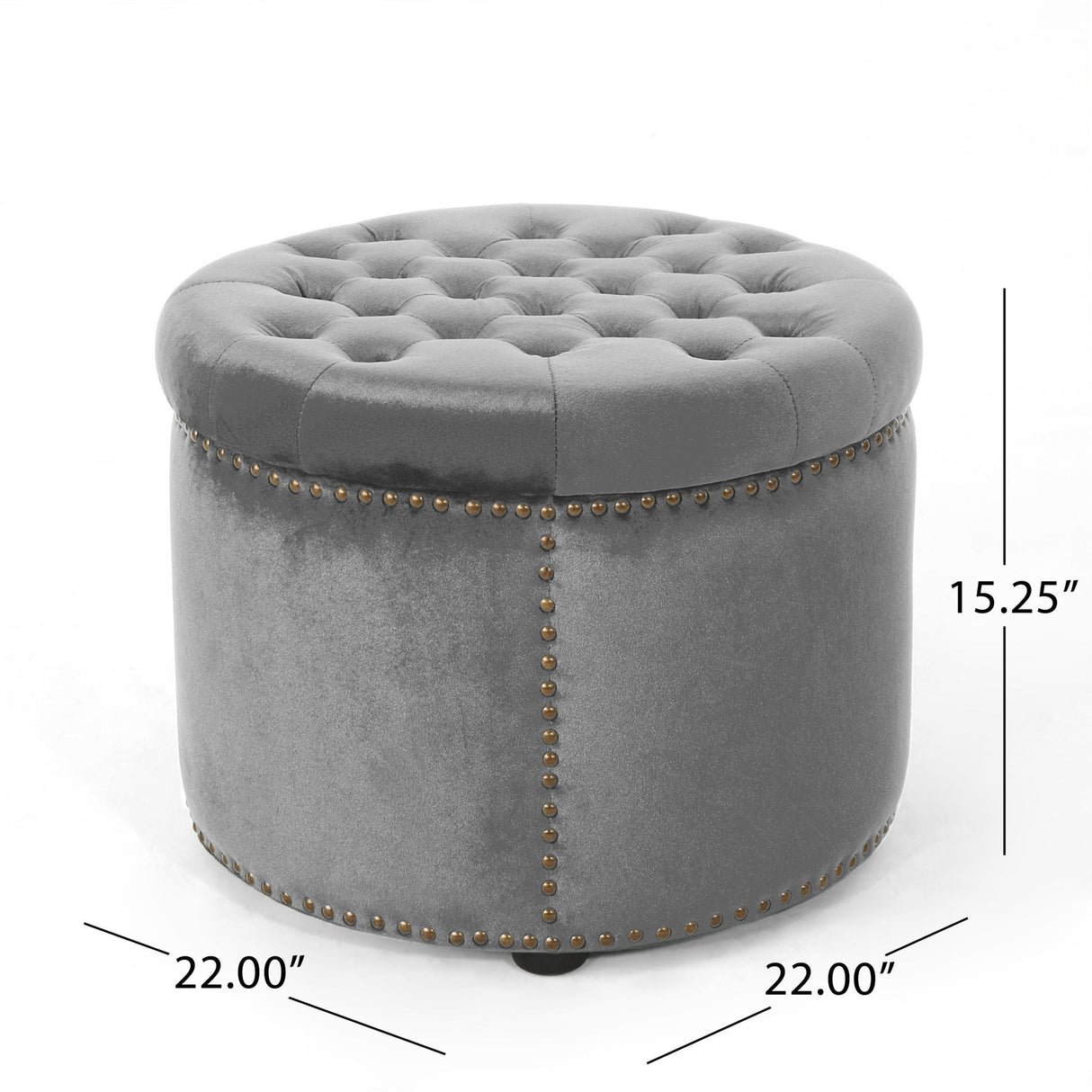 Elegant Round Ottoman Footstool With Studded Rim