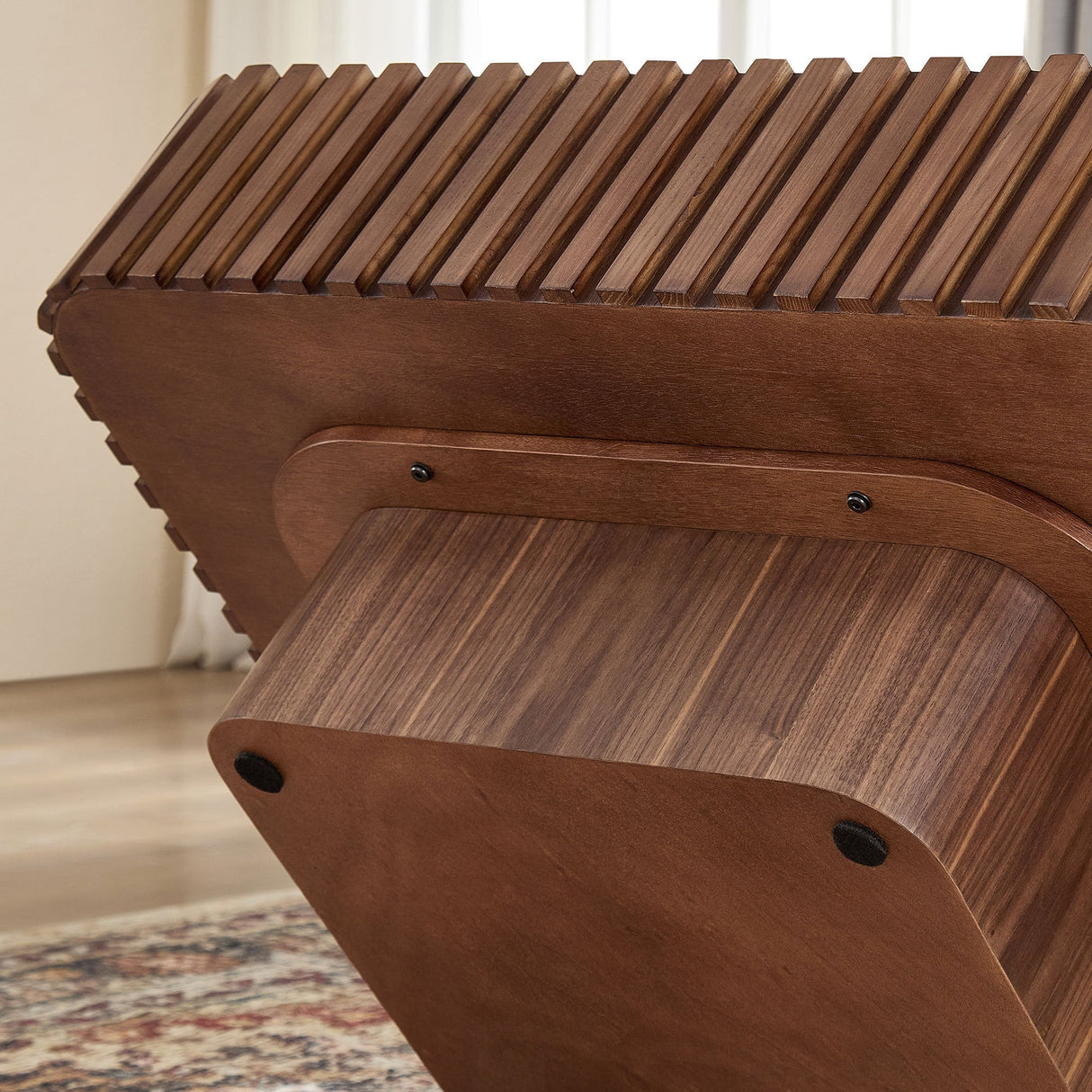 31.5 Inch Modern Handcraft Drum Coffee Table Walnut