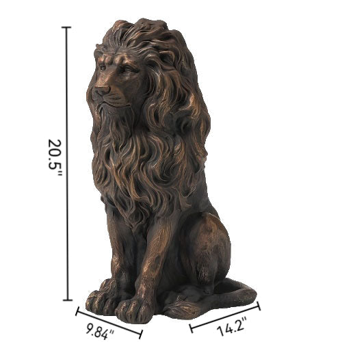 20.5" Lion Statue - Resin Outdoor Guardian Sculpture