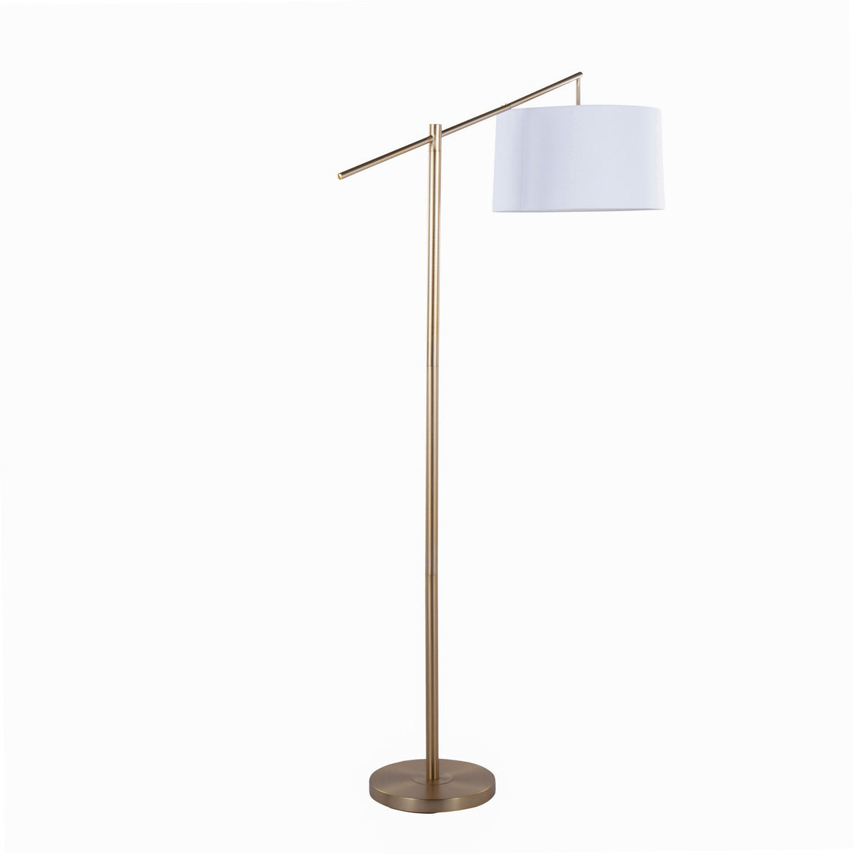 Casper 69' Contemporary Metal Floor Lamp in Gold Metal with Off-White Linen Shade