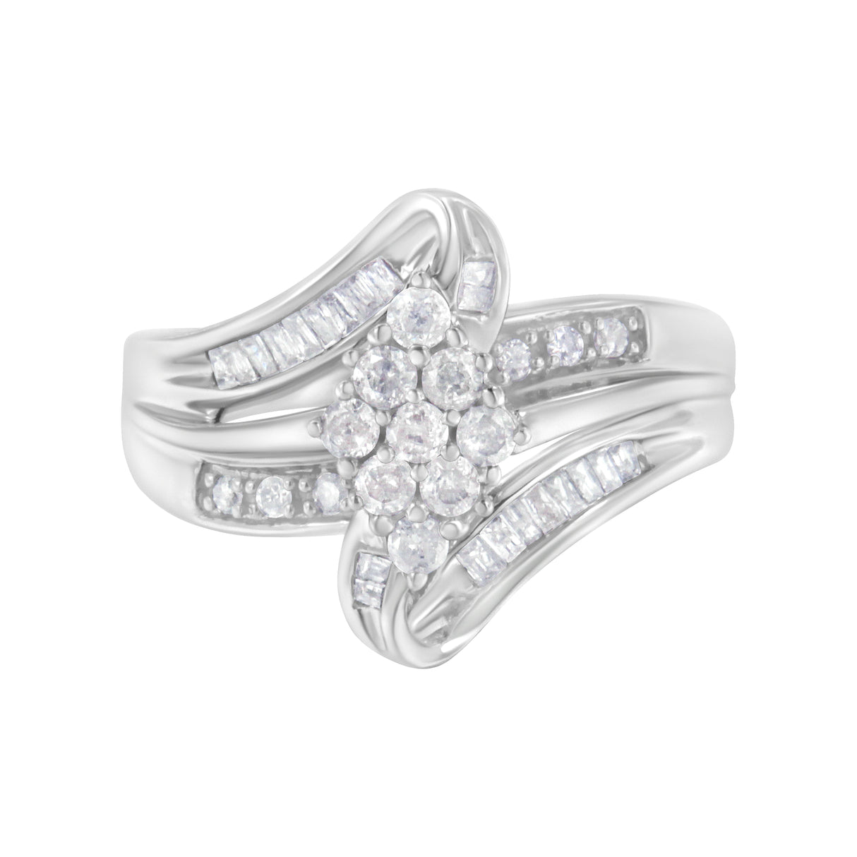 10K White Gold 1/2 cttw Diamond Cluster Ring (H-I Clarity, I2-I3 Color) - Size 6