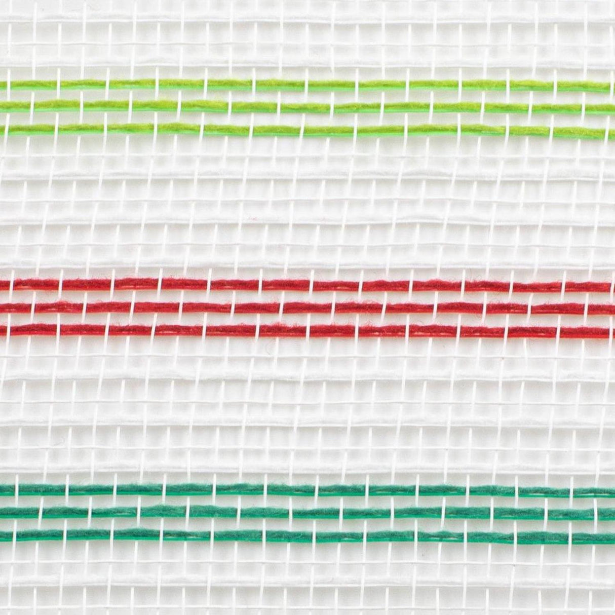 10" Faux Jute Stripe Mesh Ribbon: White, Red, Green (10 Yards)