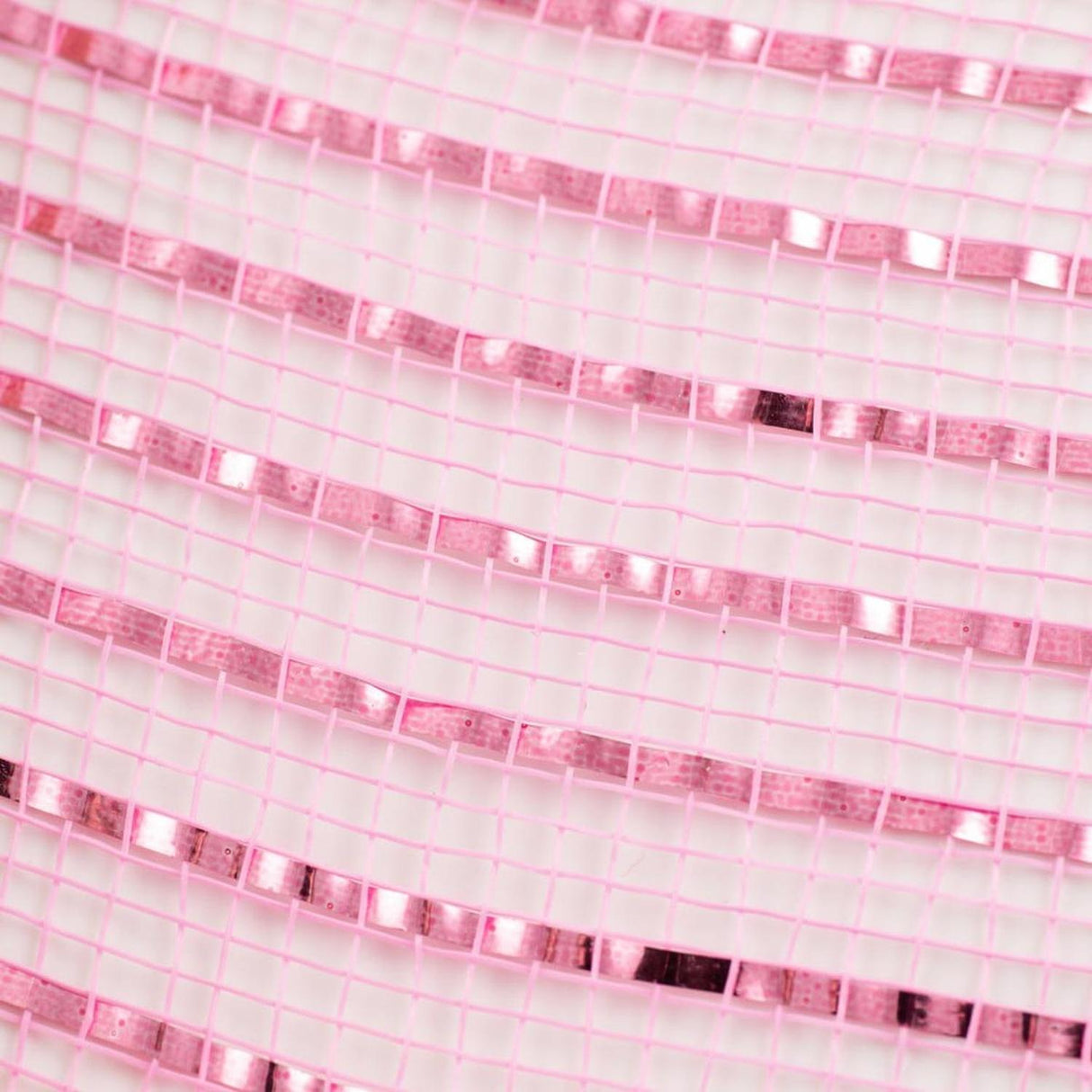 10" Poly Deco Mesh Ribbon: Wide Foil Metallic Pink (10 Yards)