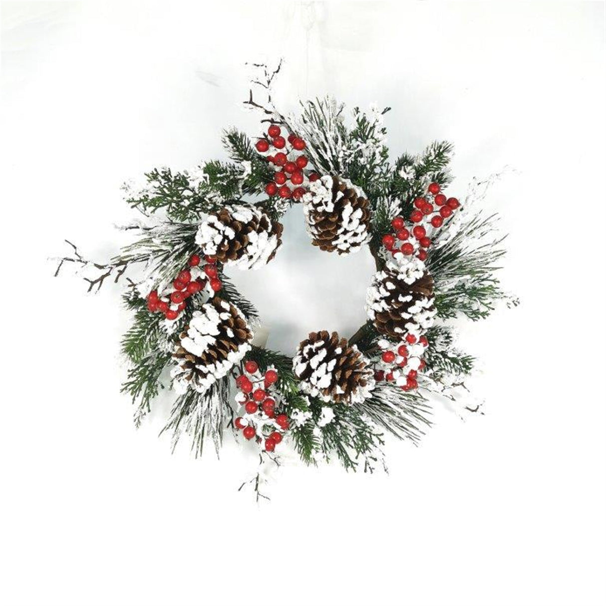 Snow Mixed Pine Berry Wreath 20" Diameter