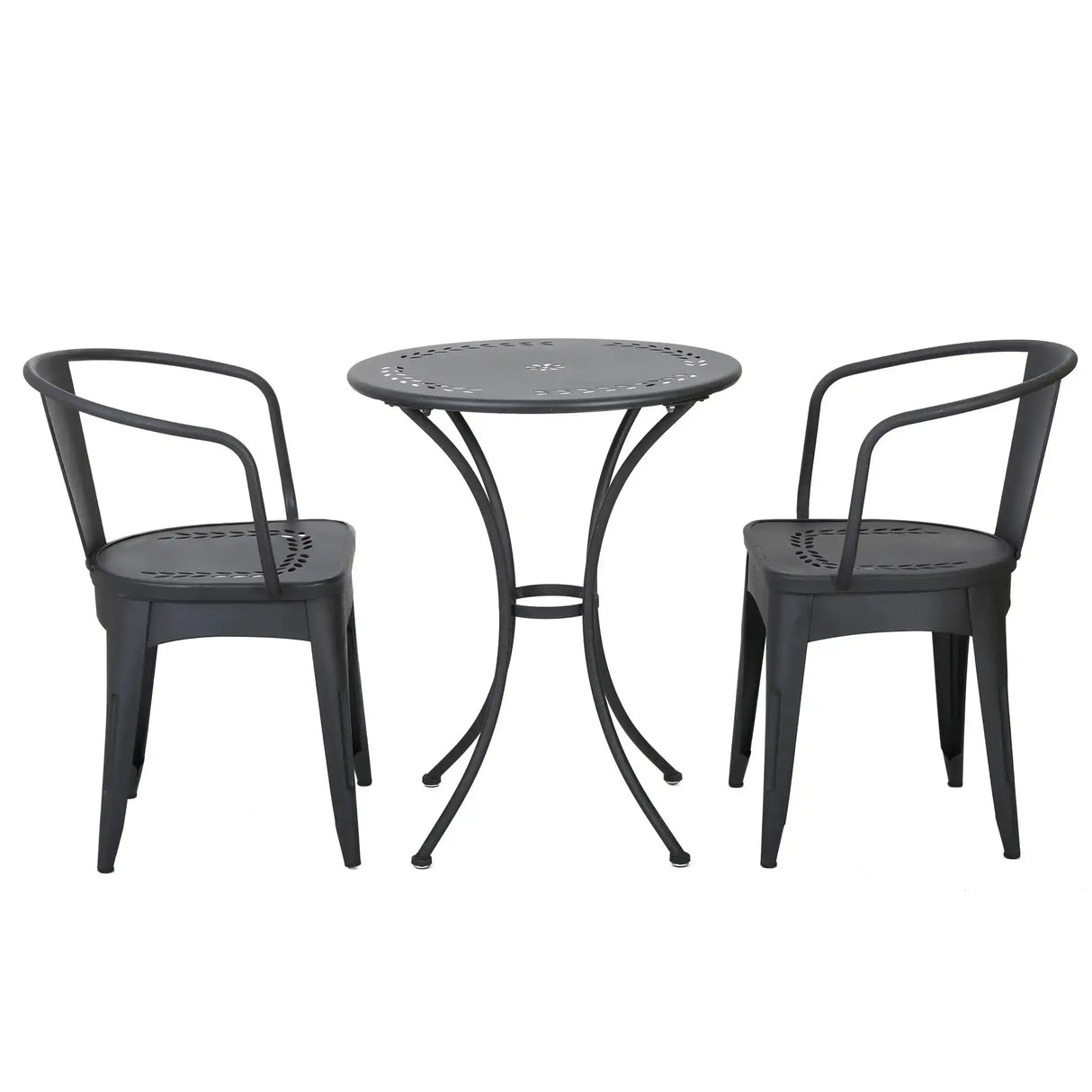 Ambrosia 3 Piece Bistro Set With Leaf Motifs Top And Seat