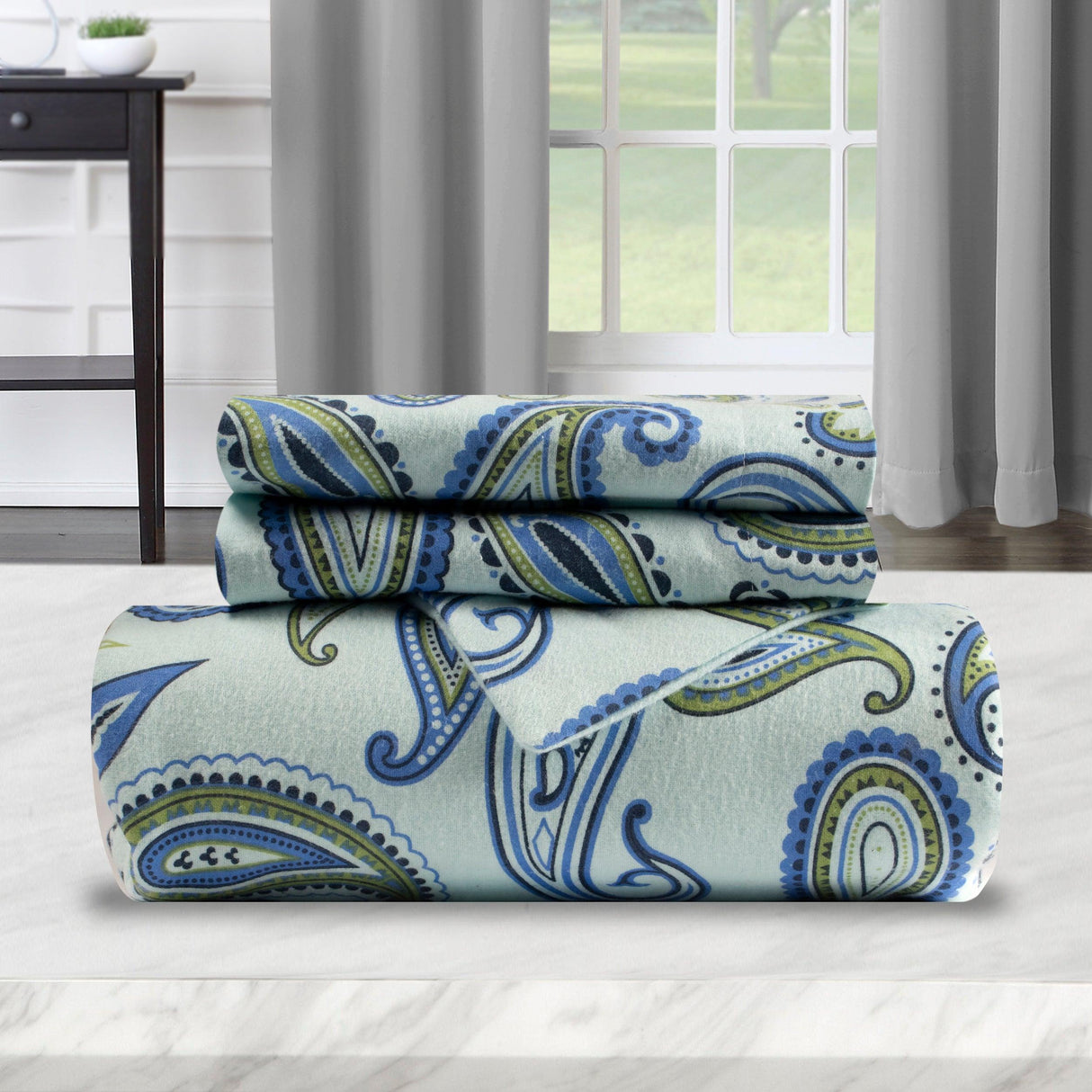 100% Cotton Flannel Paisley Luxury Duvet Cover Set - Duvet Cover Set by Superior Brand