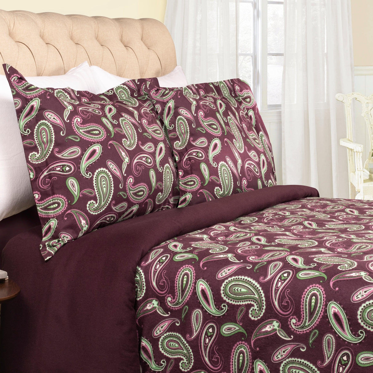 100% Cotton Flannel Paisley Luxury Duvet Cover Set - Duvet Cover Set by Superior Brand