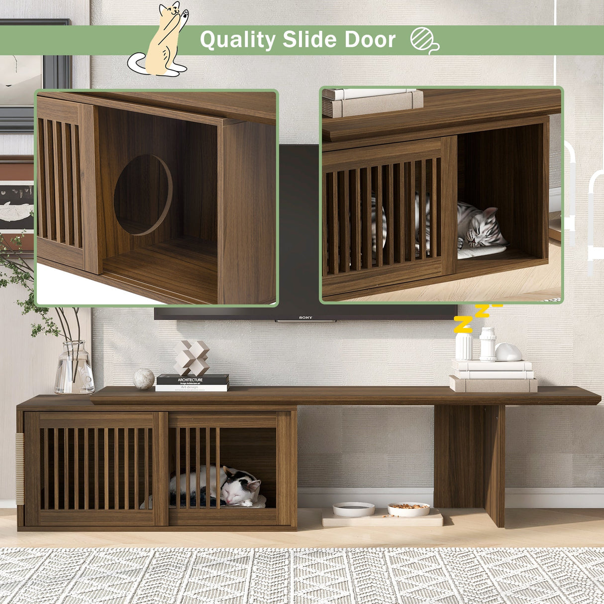 Mid-Century Modern 2-in-1 Extendable Walnut TV Stand