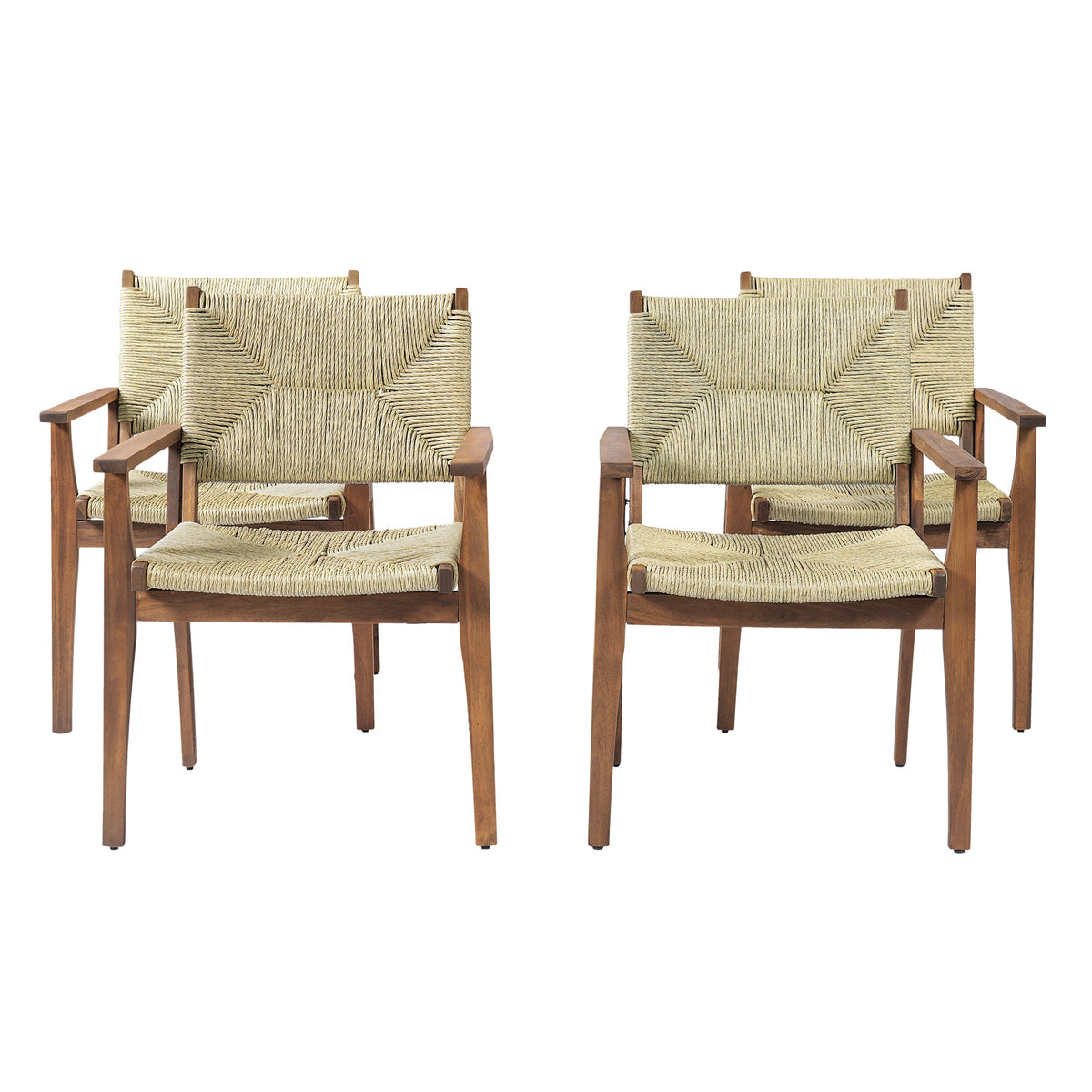Durable Outdoor Dining Chair with Acacia Wood Frame and Wicker Seat