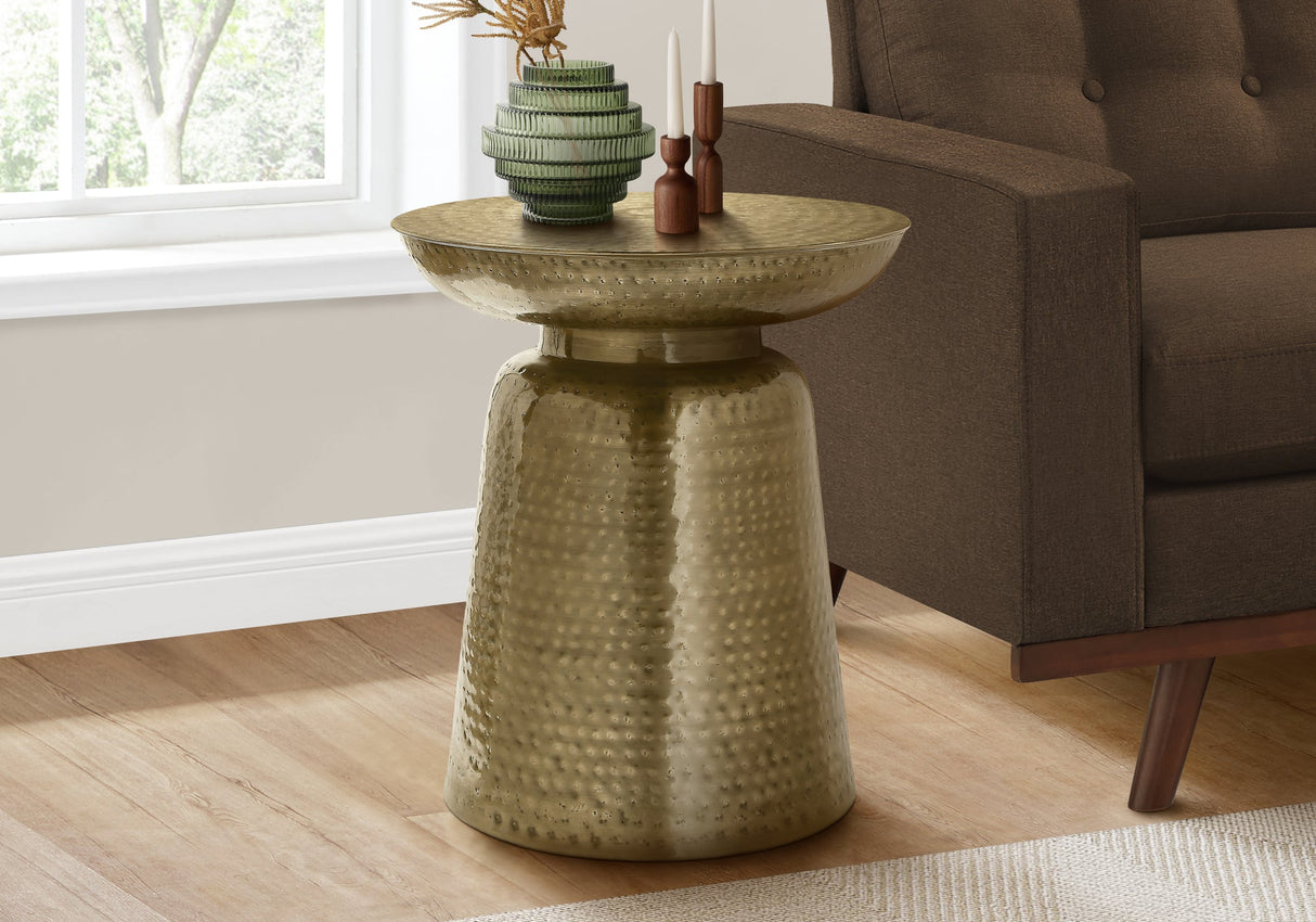 End Table with Bell Shaped Base and Hammered Texture