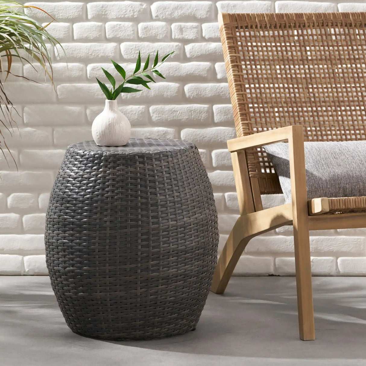 Outdoor Wicker Patio Side Table