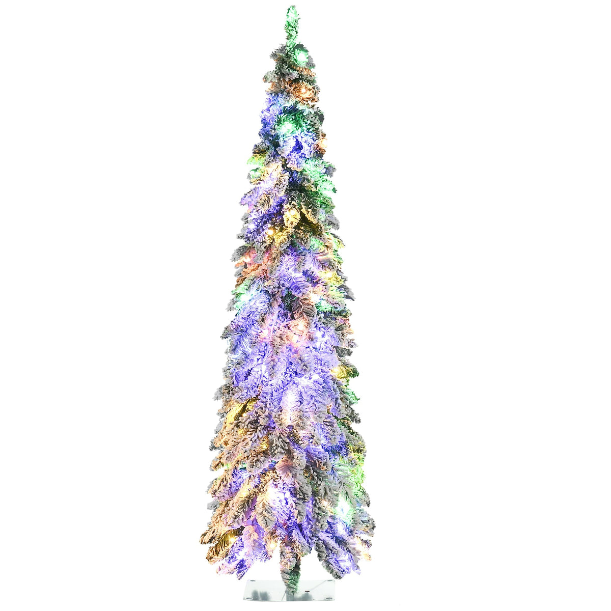 HOMCOM 6Ft Tall Prelit Pencil Artificial Christmas Tree
