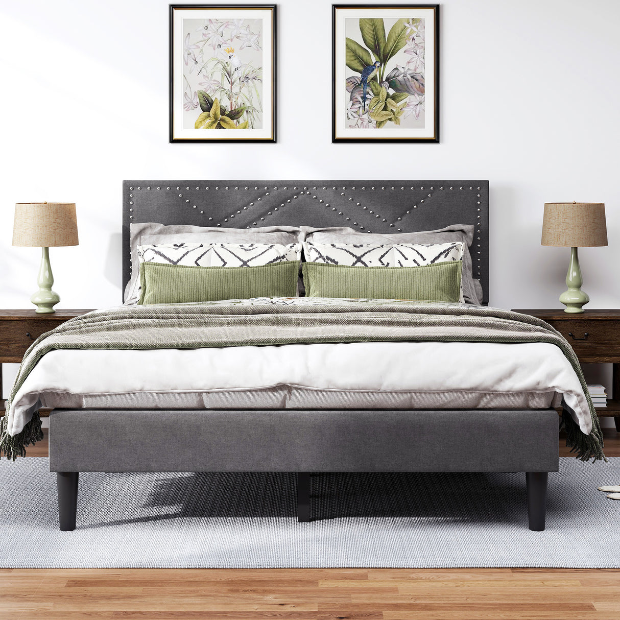 Luxurious-Queen-Bed-Frame-&-Headboard-–-Carbon-Gray-Beds-&-Bed-Frames