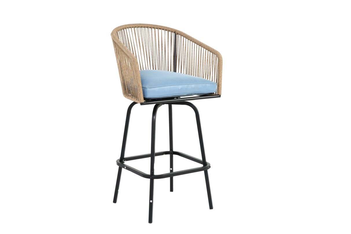 All-Weather Bar Stools with Elegant Woven Detailing – Set of Four