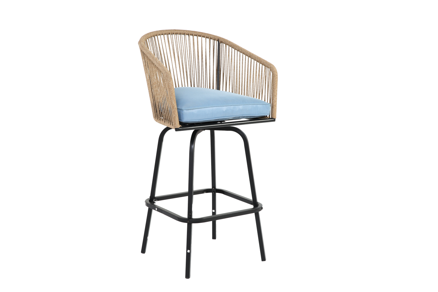 All-Weather Bar Stools with Elegant Woven Detailing – Set of Four