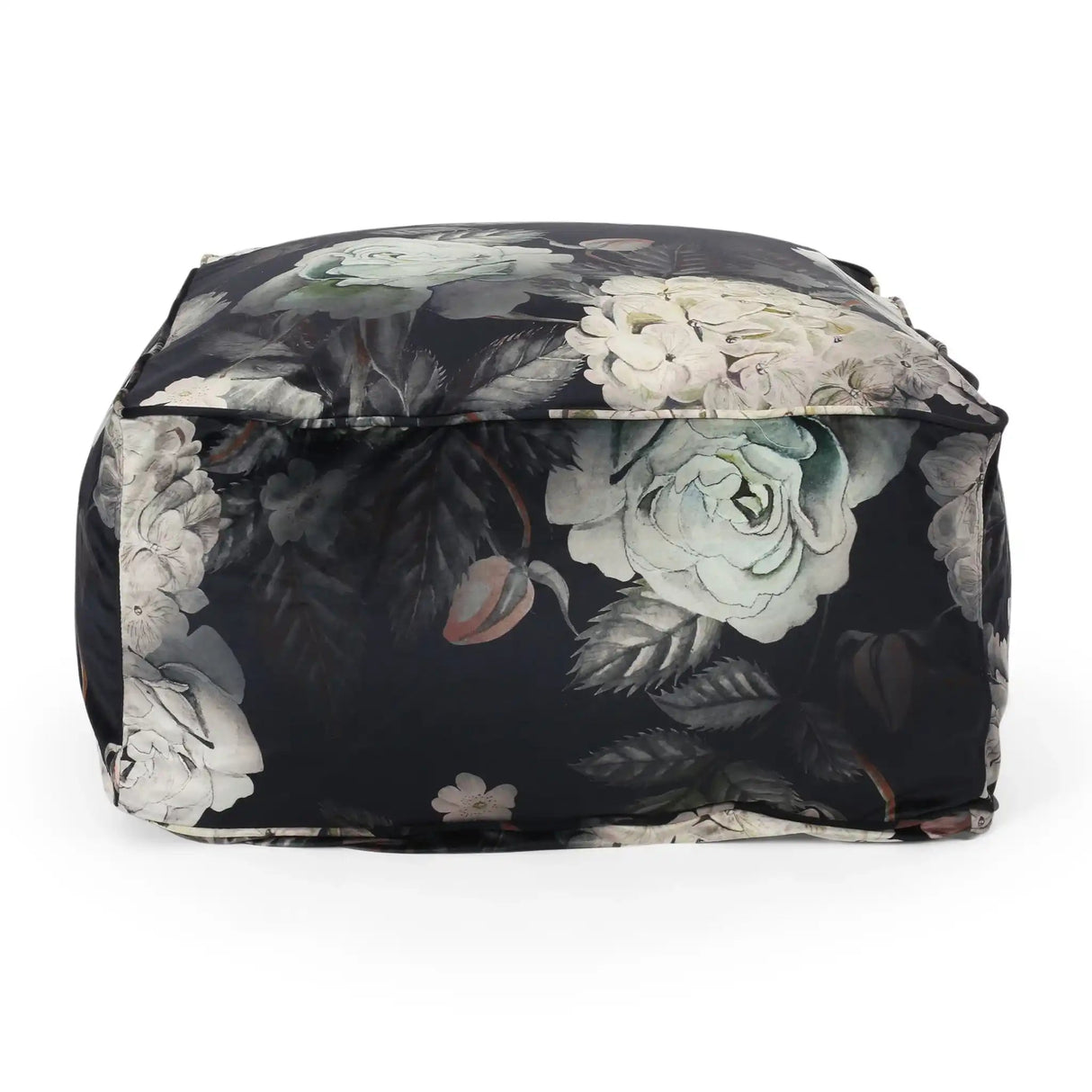 Hazel Large Square Pouf With Flower Print