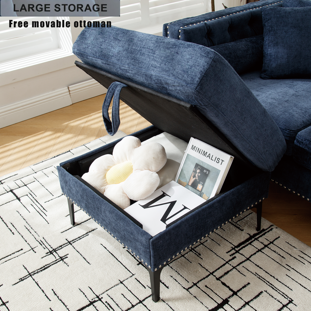 Modern Lounge Chenille Sectional Sofa