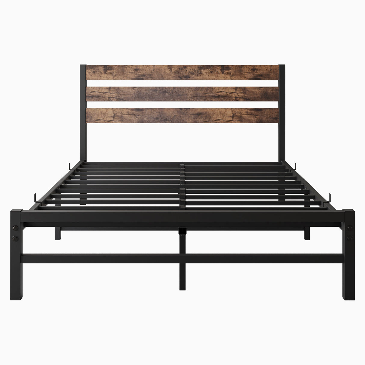 Industrial Metal & Wood Platform Bed Frame