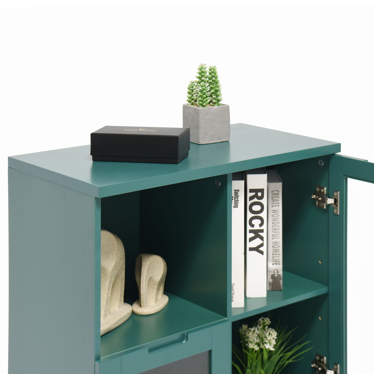Modern Cabinet With Glass Doors And Drawer