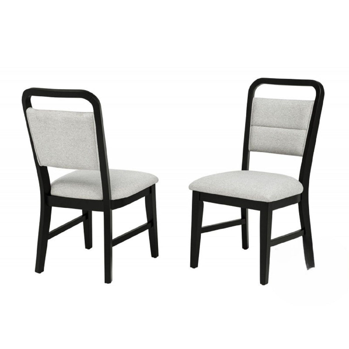 Dining Set With Round Table And 4 Upholstered Chairs - Black / Gray