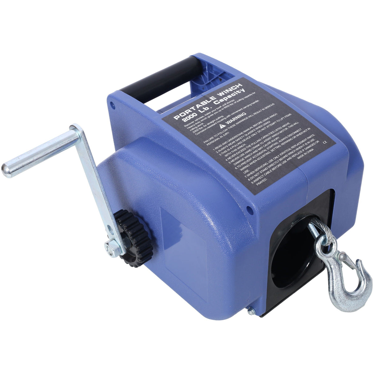 Reversible Electric 12V Trailer Winch For Boats Up To 5000 Lbs, Galvanized Wire Rope Casing - Blue