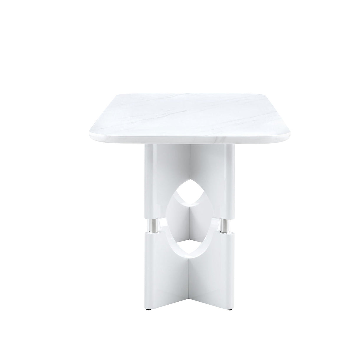 Modern Dining Table With Sleek Hollow-Out Frame And Accents