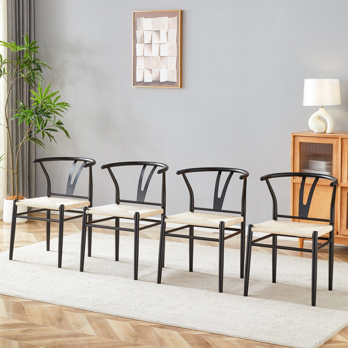 Wesborn Chair - Y-Shaped Medieval Style Armchair for Dining Table, Set of 4