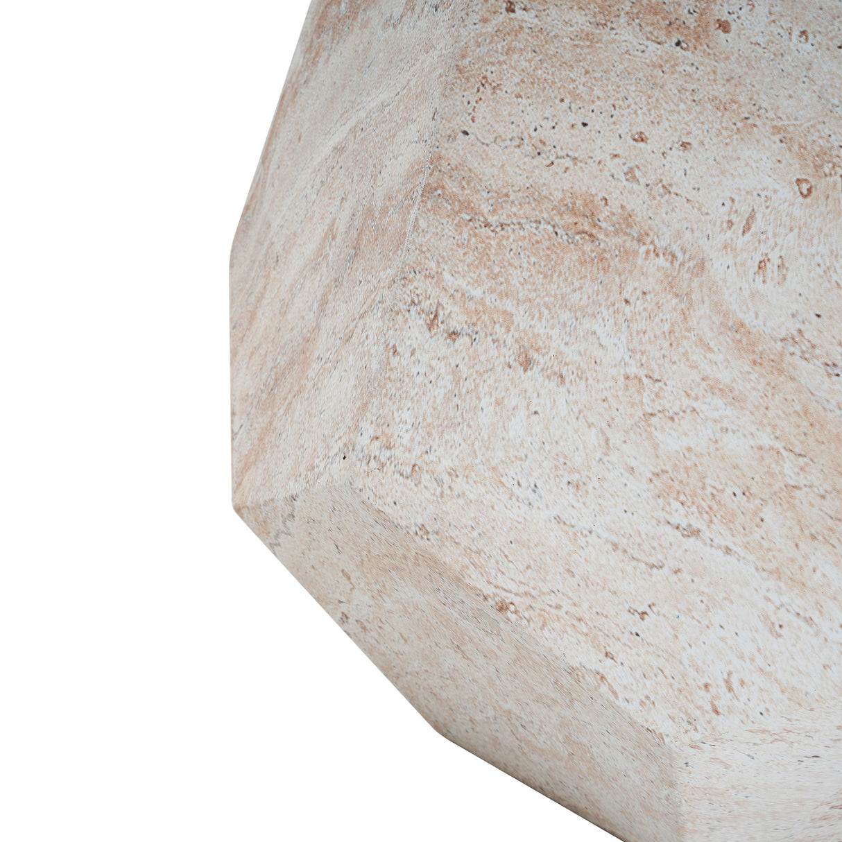 Outdoor/Indoor Lightweight Concrete Side Table with Travertine Finish in Beige