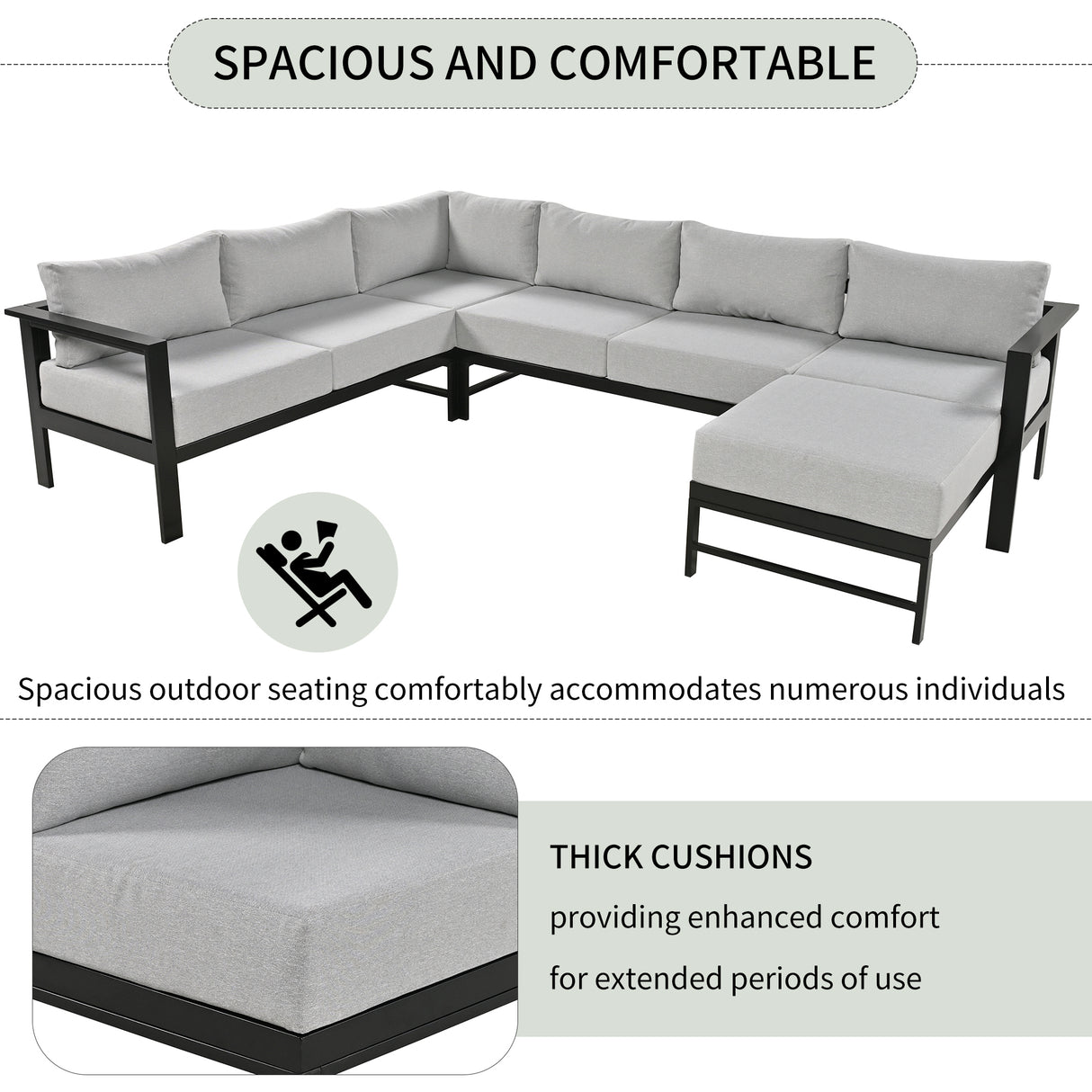 Modular U-Shaped Aluminum Outdoor Sofa Set