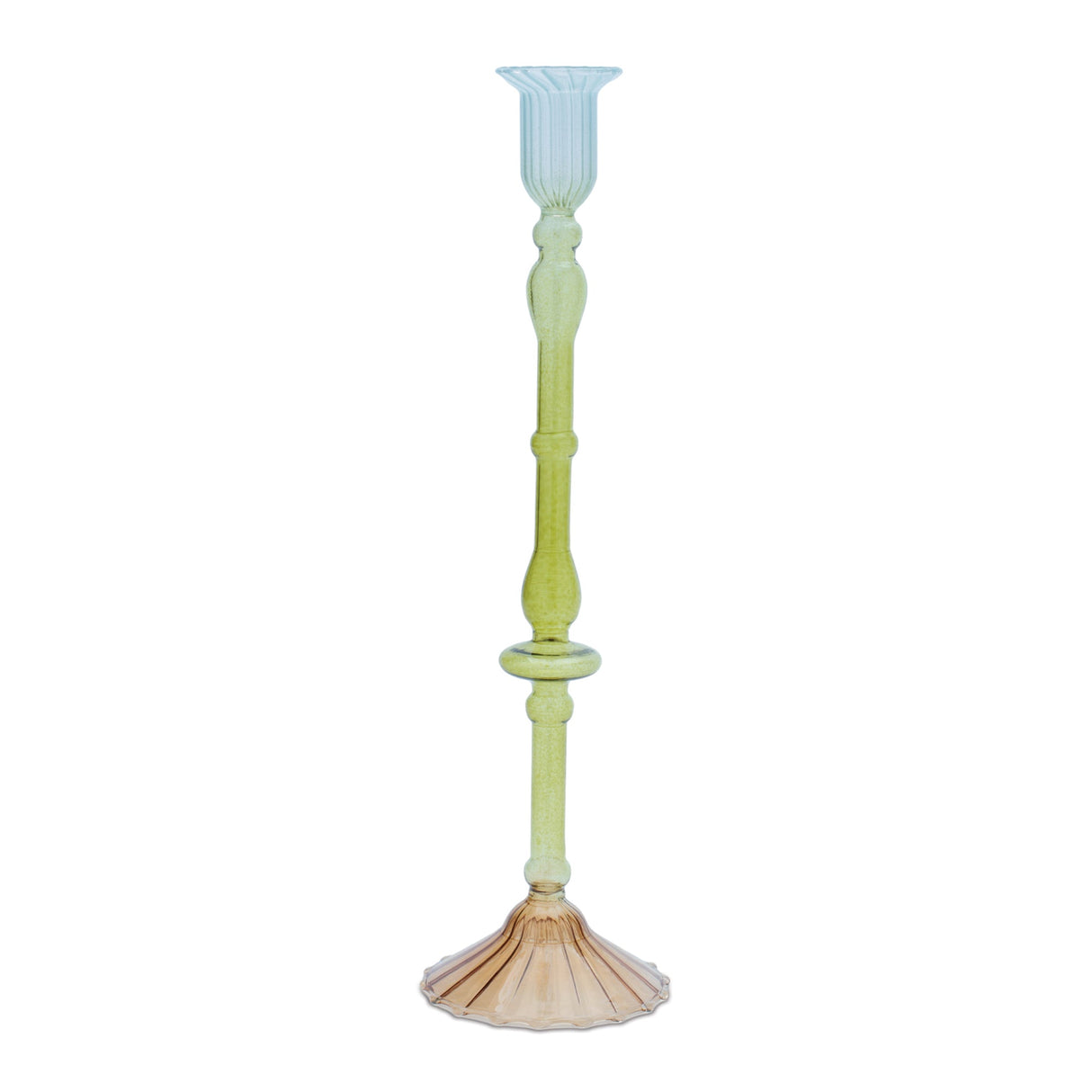 Multicolored Glass Taper Candle Holder (Set - 3)