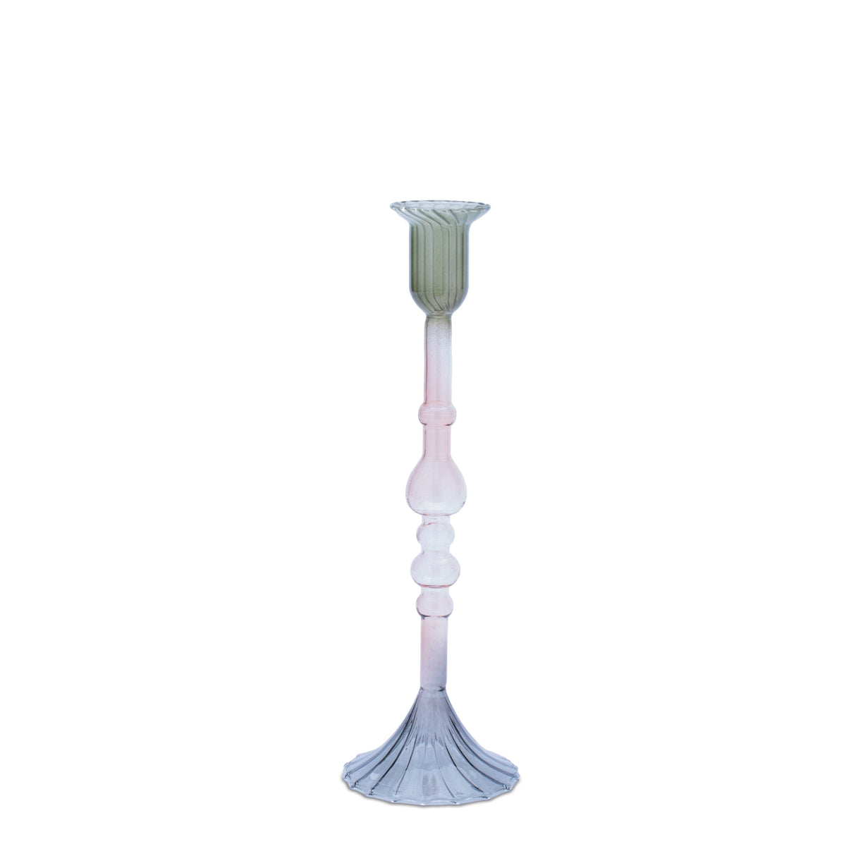 Multicolored Glass Taper Candle Holder (Set - 3)